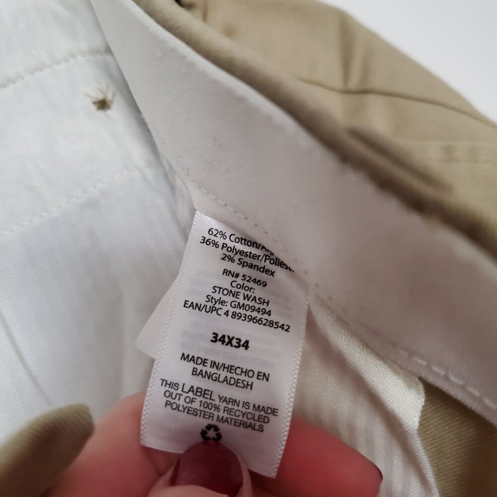 George Khaki Straight Fit Chino Pants Stone Wash 34x34 - Picture 5 of 8